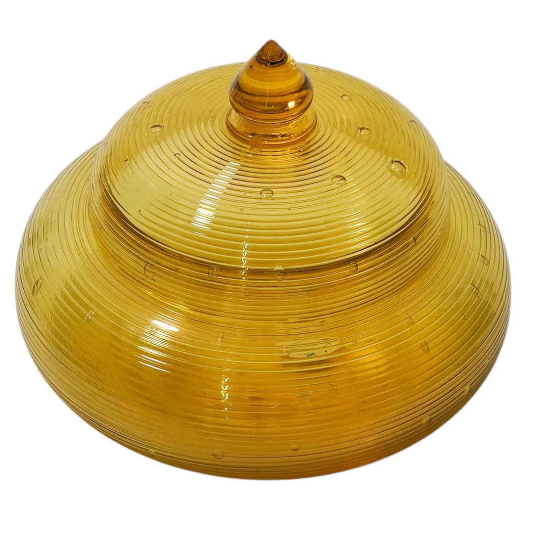 Steuben Glass Bristol Yellow Threaded Jar, ‘Mar-a-Lago Collection’ (1 of 8)