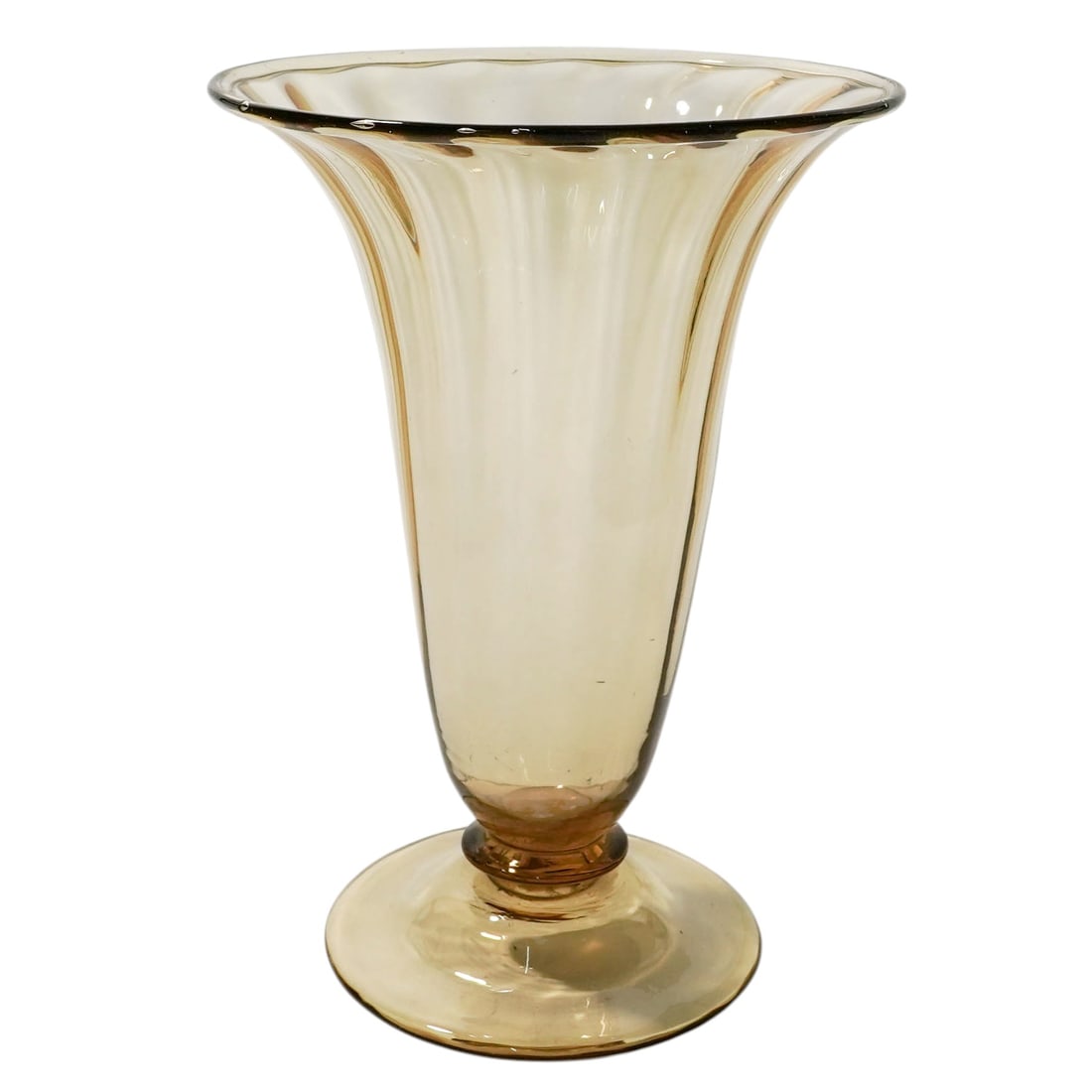 Steuben Glass Bristol Yellow Trumpet Vase: Steuben Glass Bristol Yellow Trumpet Vase Early 20th Cent., American This antique Steuben Glass Works Bristol Yellow panel optic trumpet vase. Hand-blown in Steuben’s iconic transparent Bristol