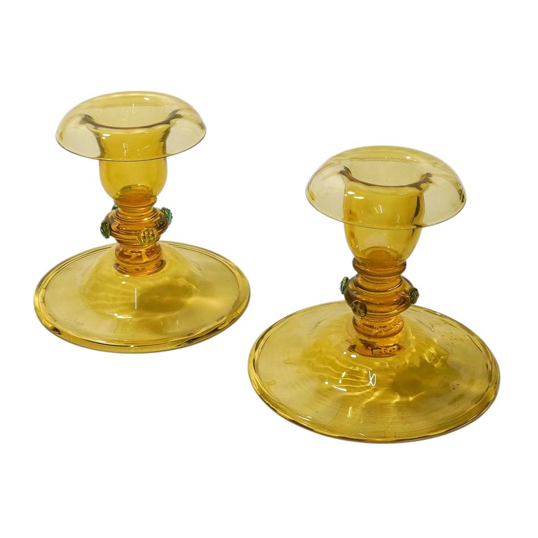 Pair Of Steuben Bristol Yellow Glass Candlesticks, ‘Mar-a-Lago Collection’ (1 of 7)