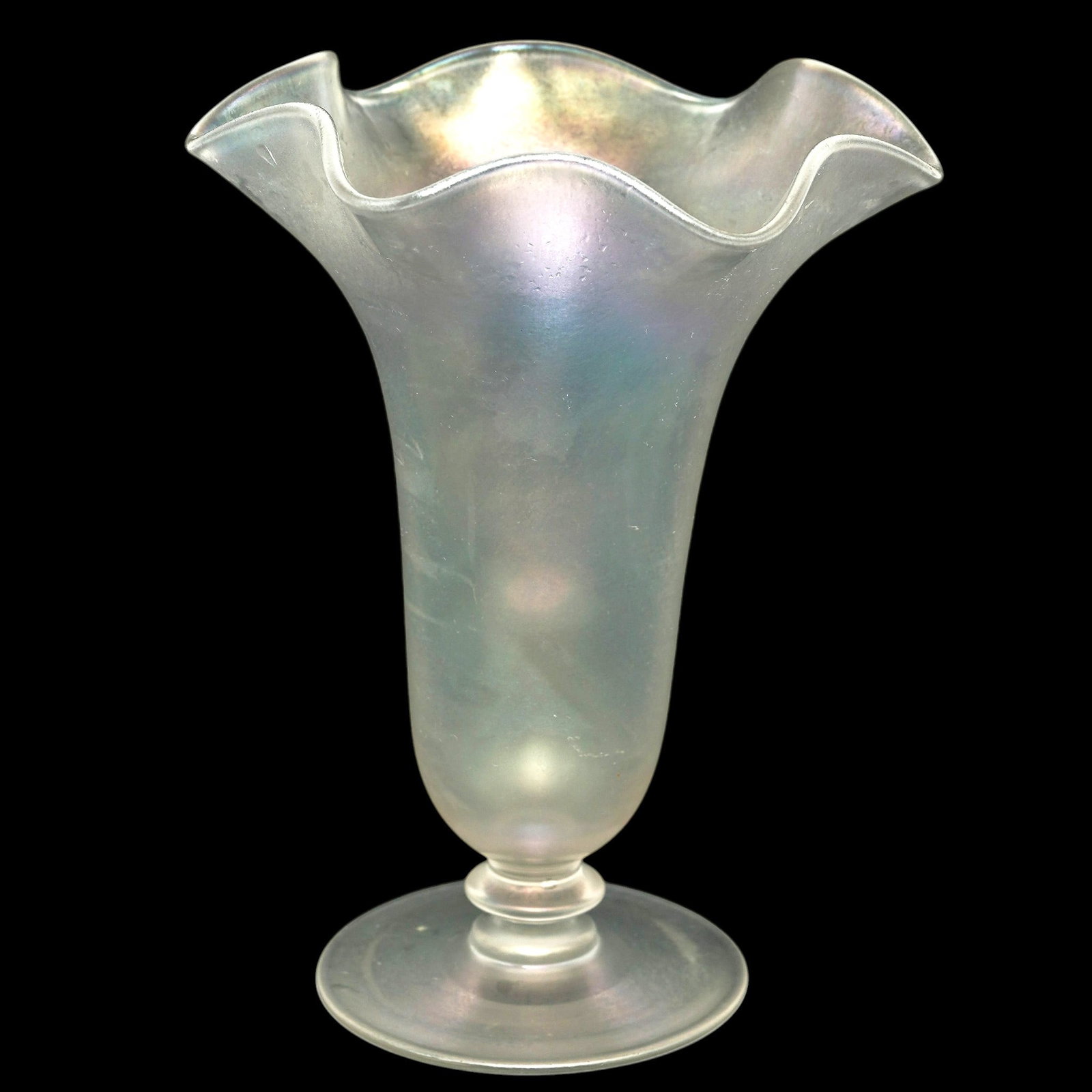 Steuben 'Verre De Soie' Ruffle Glass Vase (1 of 4)