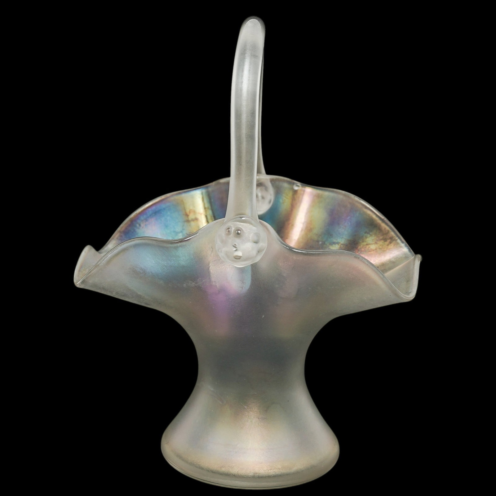 Steuben Verre de Soie Glass Basket Vase (1 of 5)