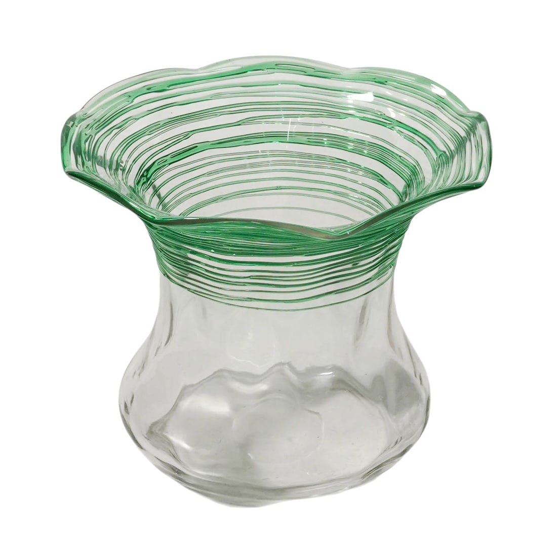 Steuben Green Threaded Glass Vase - 2