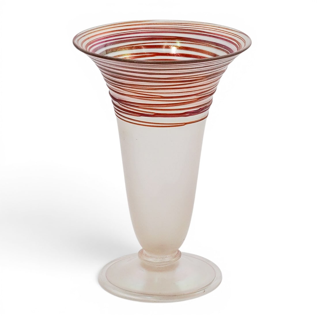 Steuben Iridescent Threaded Glass Vase (1 of 4)