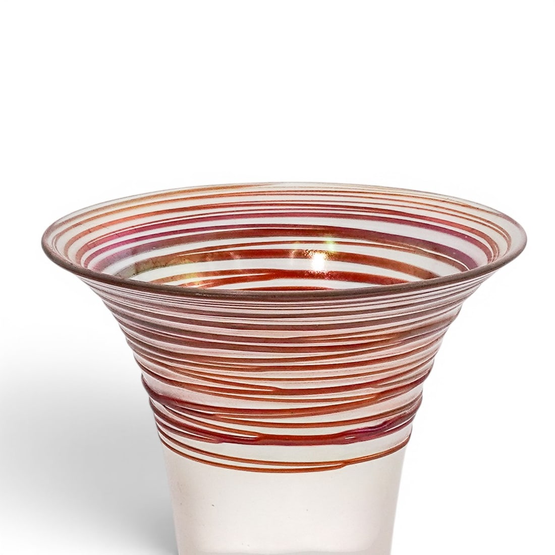 Steuben Iridescent Threaded Glass Vase - 2
