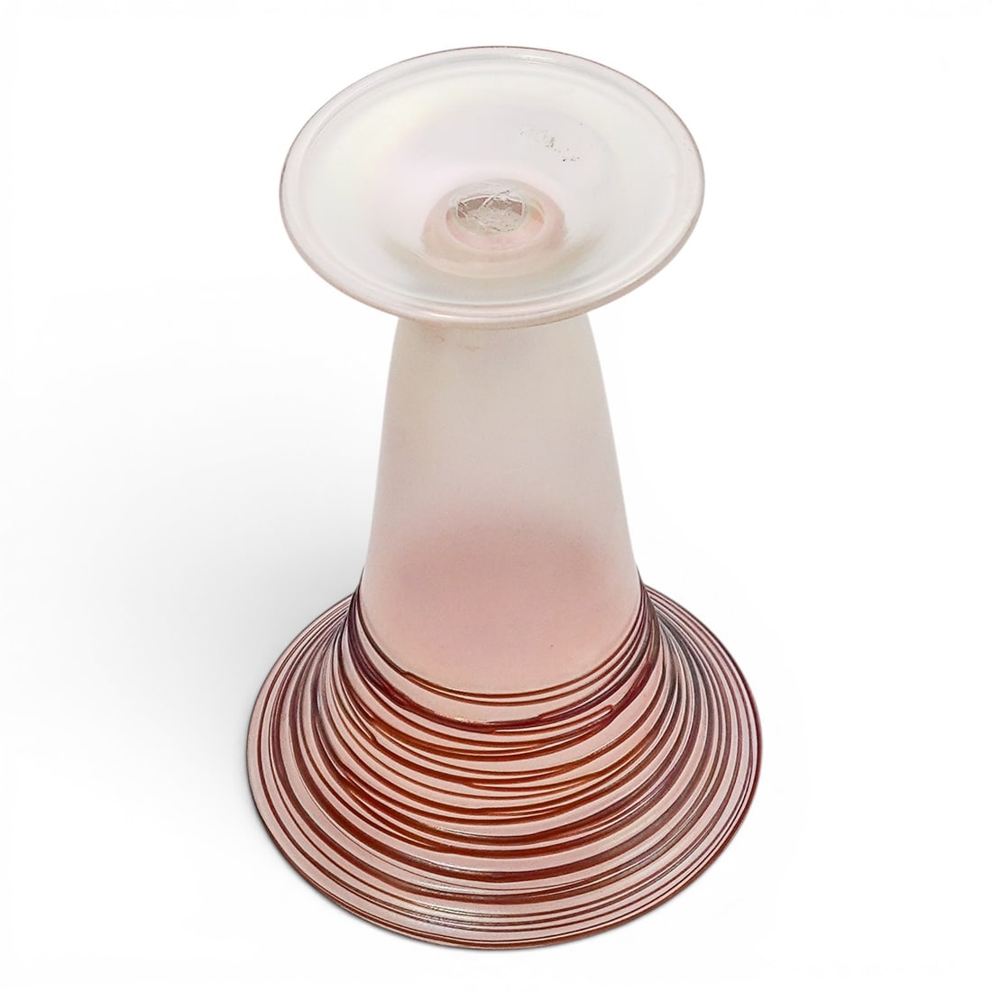 Steuben Iridescent Threaded Glass Vase - 4