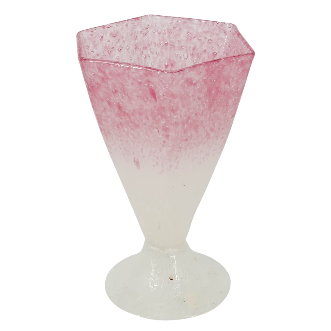 Steuben Rose Cluthra Glass Goblet: Steuben Rose Cluthra Glass Goblet Circa 1920–1930. American An antique Steuben cluthra glass goblet shape # 6909 featuring an elegant Art Deco trumpet silhouette that tapers smoothly into a short