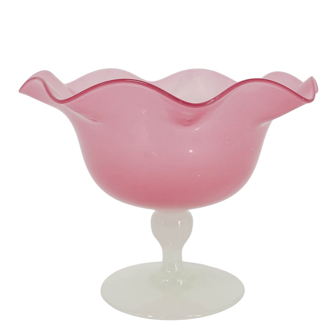 Steuben Rosaline & Alabaster Art Glass Pedestal Bowl (1 of 6)