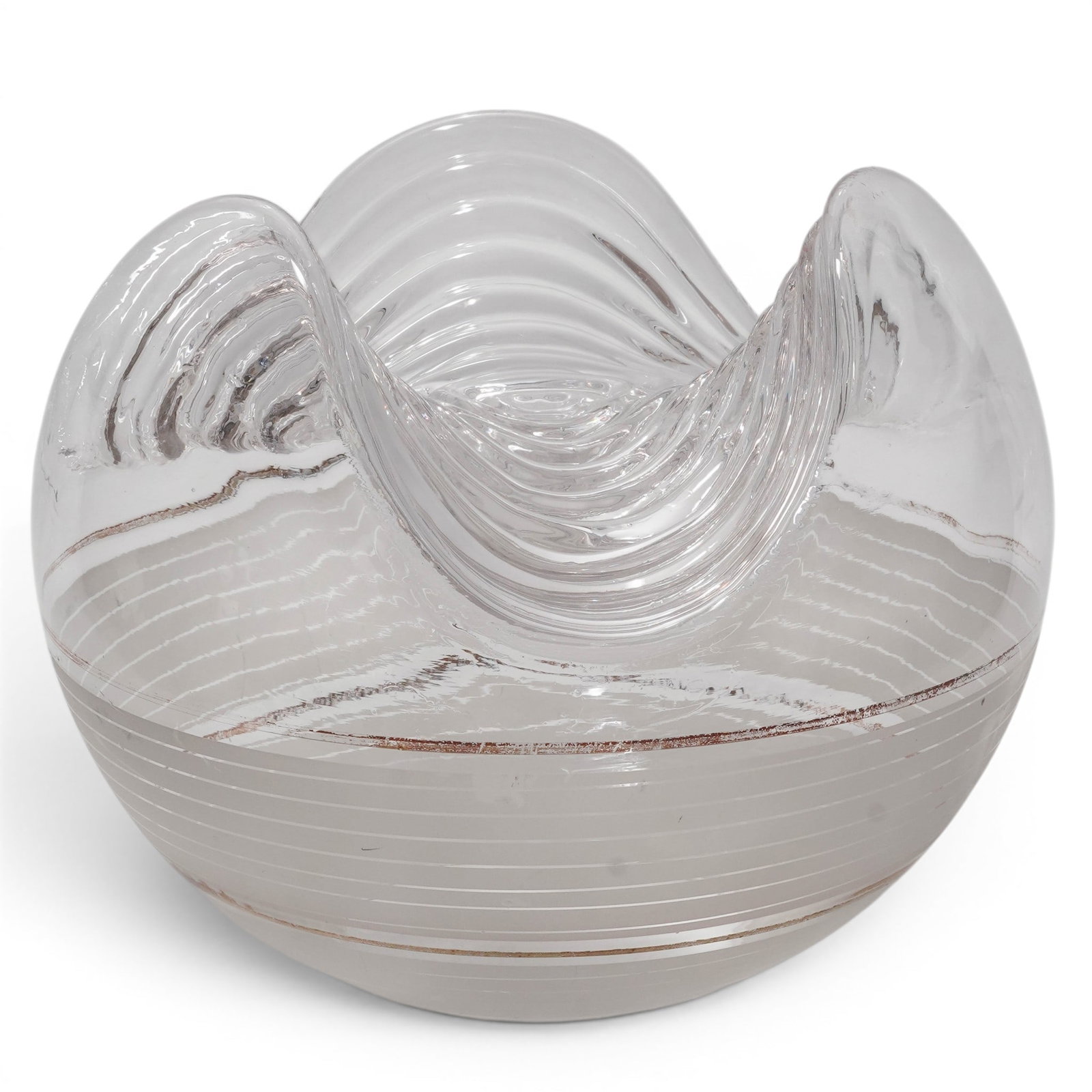 Peill & Puzzler Modern Glass Light Fixture Lamp Shade: Peill & Puzzler Modern Glass Light Fixture Lamp Shade 1960-1970s, German The "Wave" series manufactured by Peill & Puzzler in Germany during 1960-70s. It is a thick, clear hand-blown glass object
