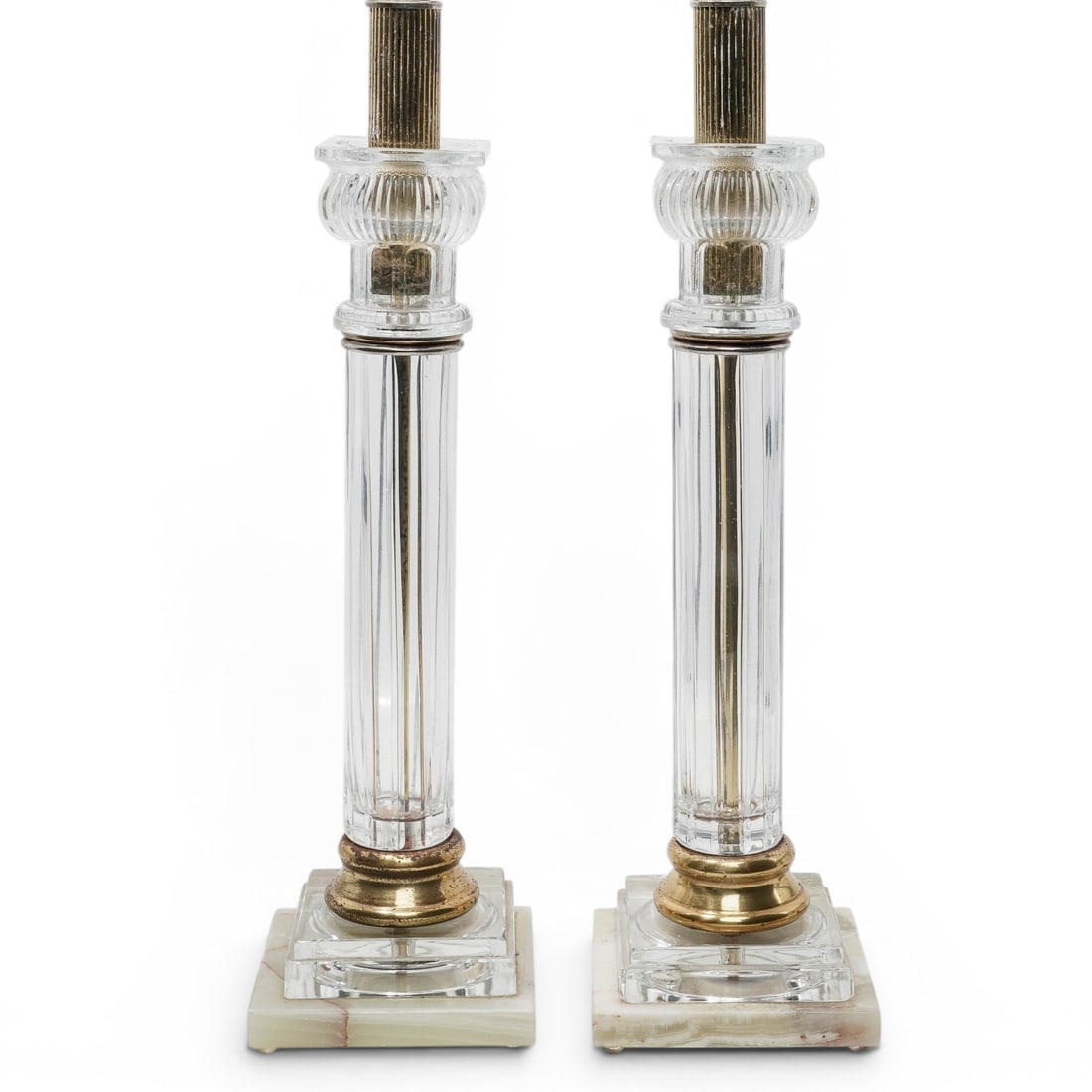 Pair Hollywood Regency Corinthian Column Table Crystal Lamps (1 of 6)