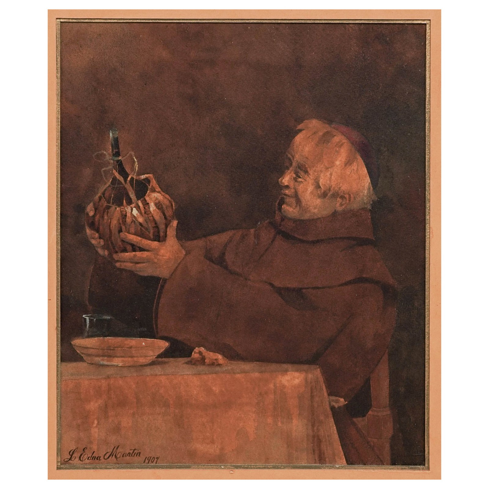 L. Edna Martin (American, 1856-1922) Watercolor of a Monk (1 of 7)
