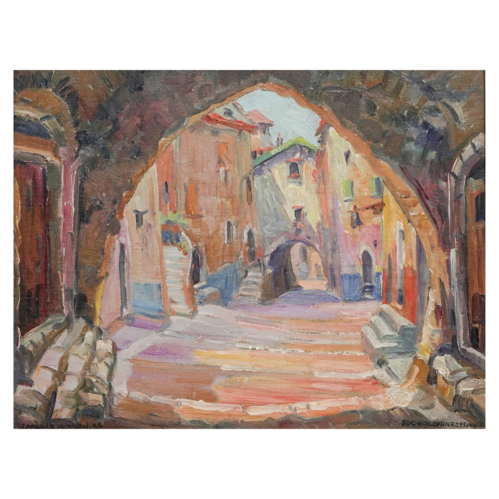 Carl W. Brandien (American, 1886-1965) 'Roquebrune, France' Oil on Canvas (1 of 11)
