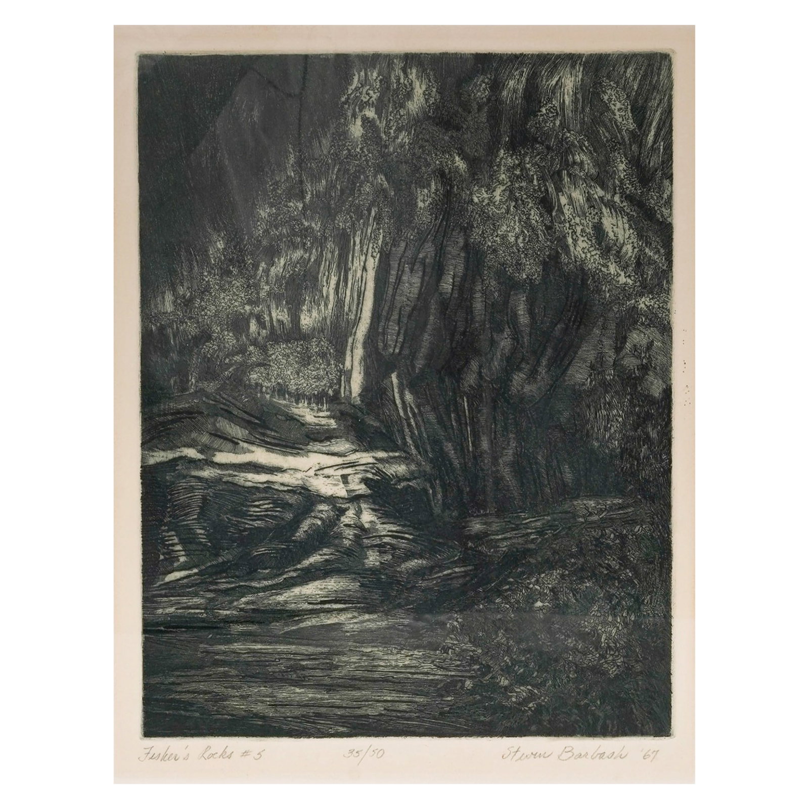 Steven Barbash (American, 1933-) 'Fisker's Rocks #5' Etching on Paper (1 of 10)