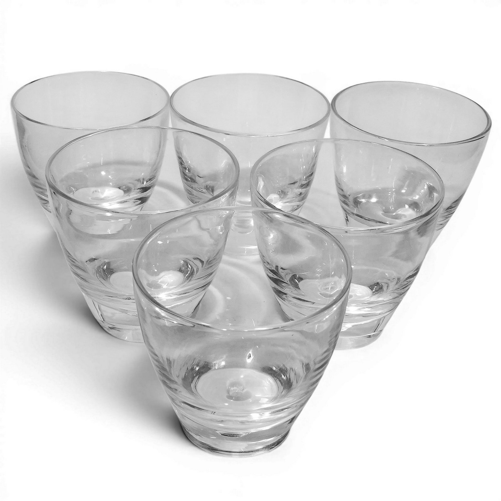 (6pc) Steuben Glasses by George Thompson: (6pc) Steuben Glasses by George Thompson Mid 20th Cent., American These Steuben crystal rocks glasses feature an elegantly tapered profile that beautifully showcases the company’s legendary clarity