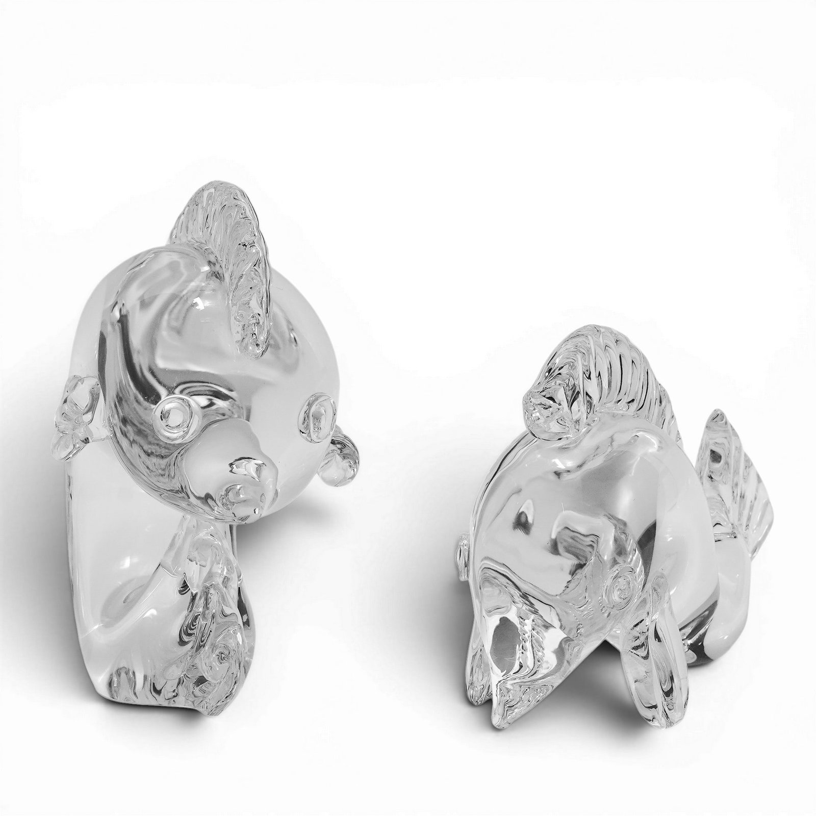 (2pc) Steuben Clear Crystal "Dolphin" Figurines - 2