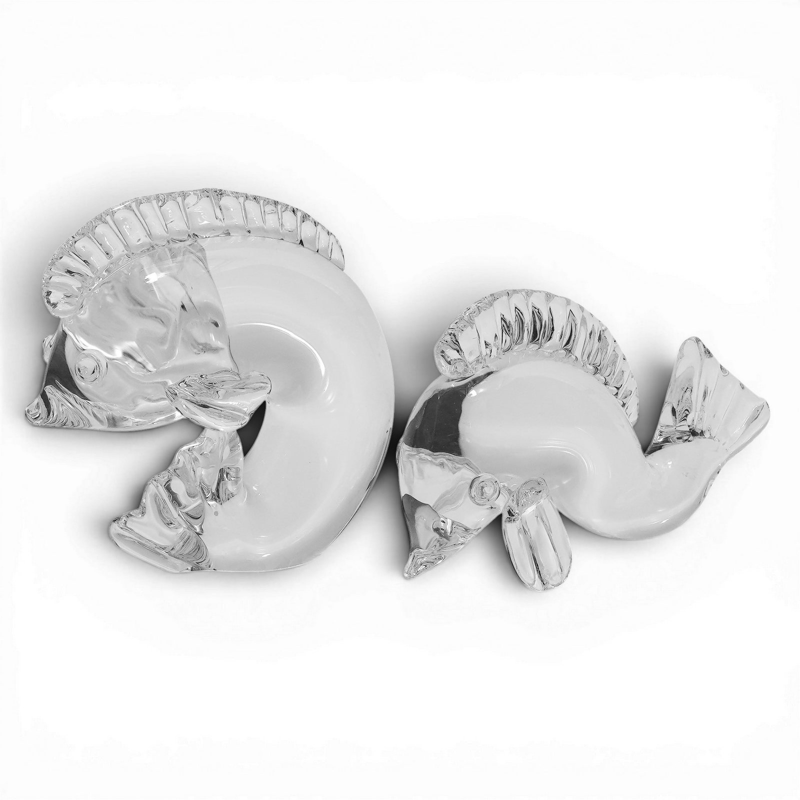 (2pc) Steuben Clear Crystal "Dolphin" Figurines - 3