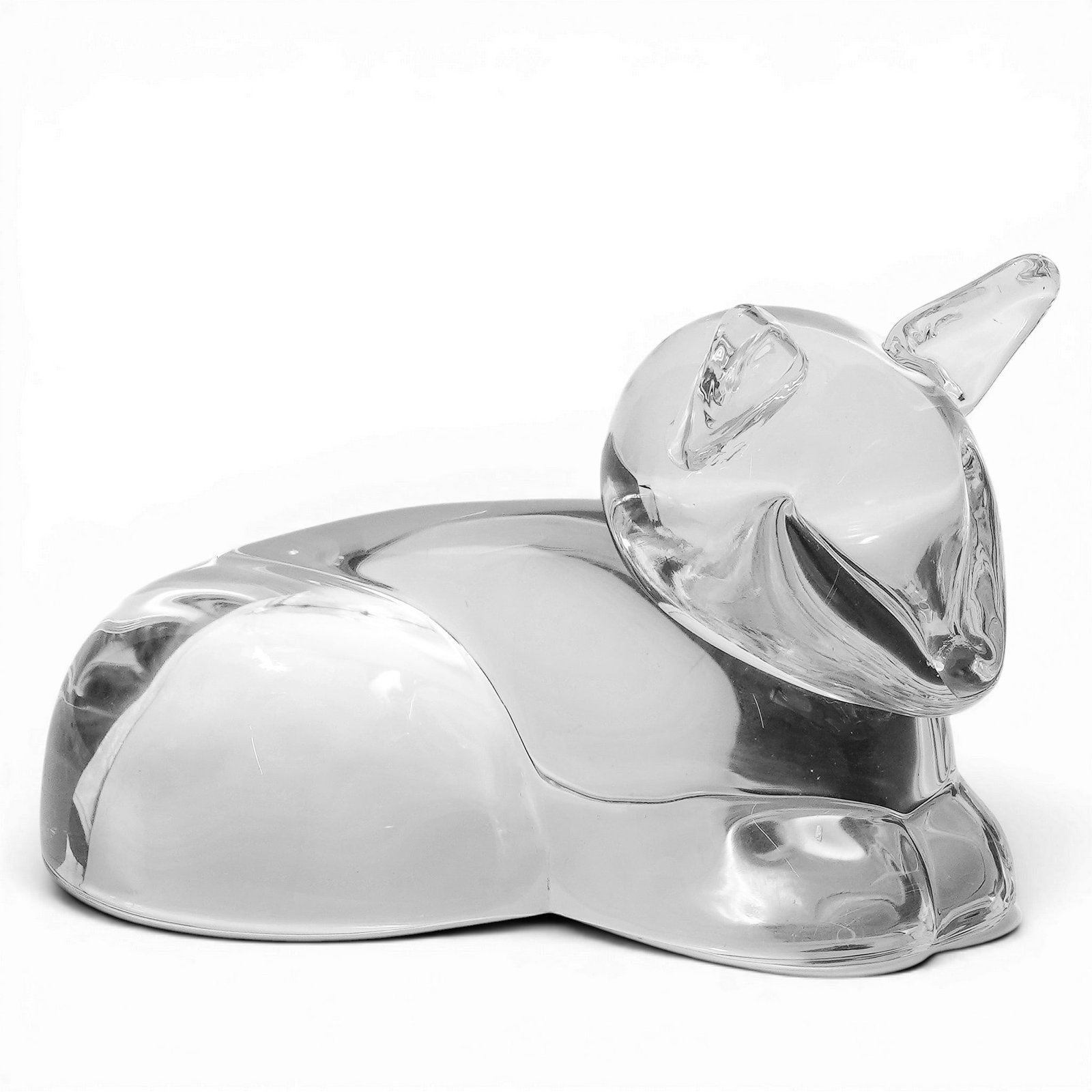 Steuben Crystal "Resting Kitten" Figurine By Lloyd Atkins (1 of 3)
