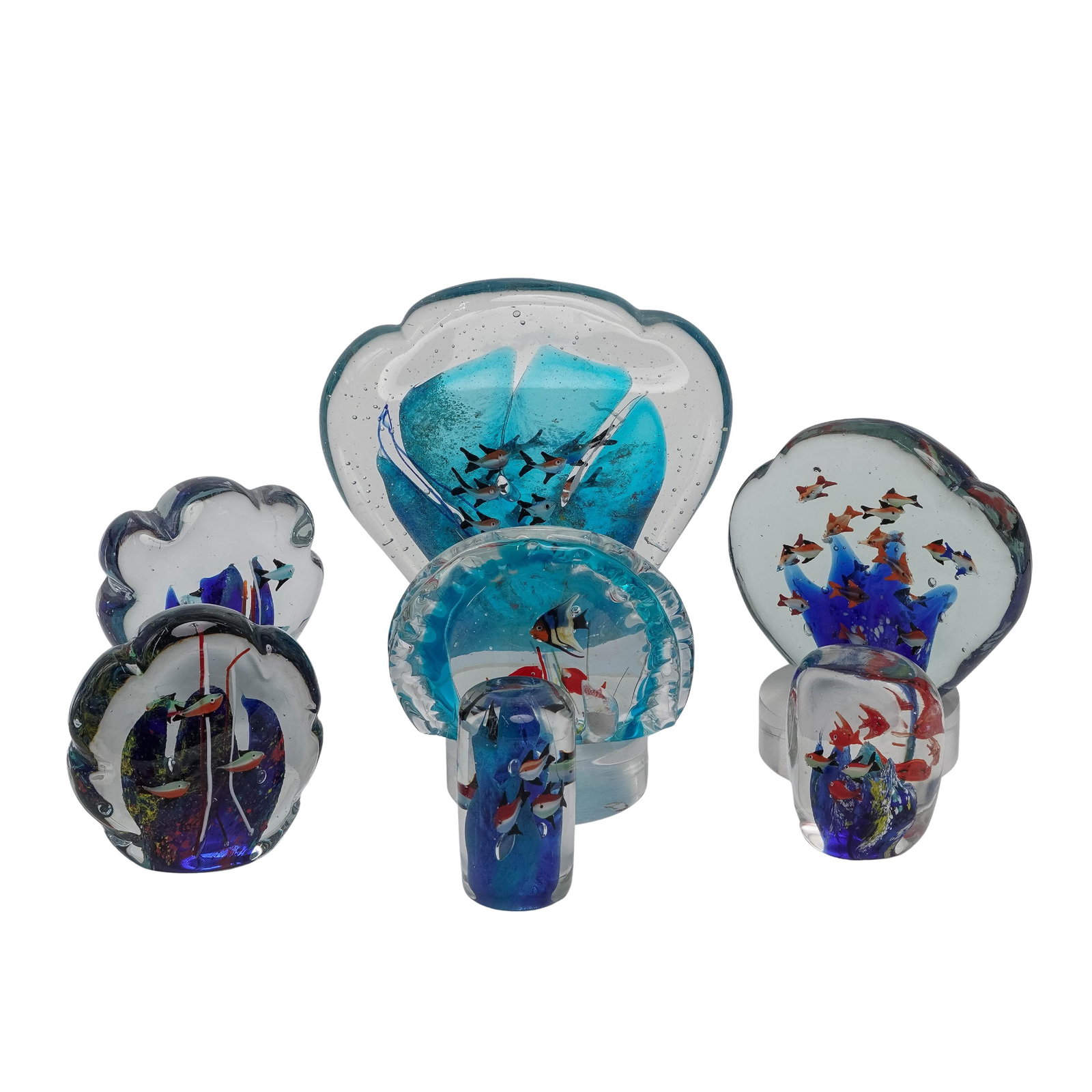 (7 Pc) Murano Glass Aquarium Sculptures & Paperweights (1 of 6)