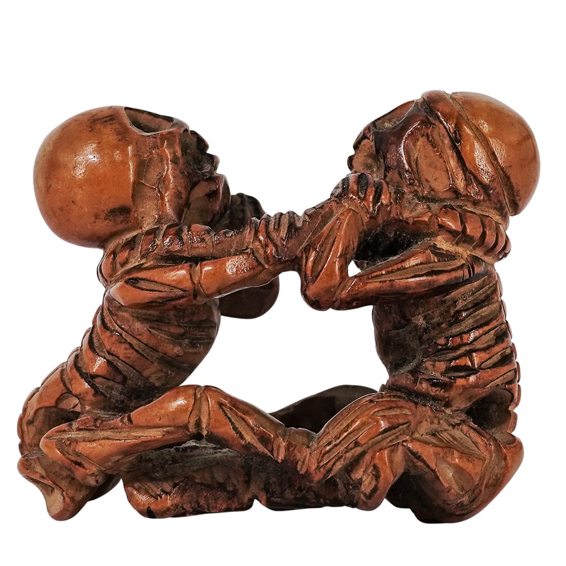 Antique Japanese Carved Wood Skeleton Netsuke (1 of 4)