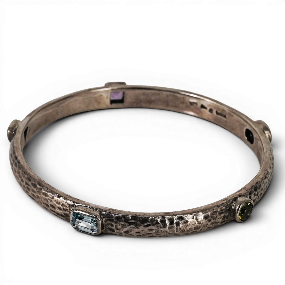 Silpada Sterling Silver & Multi-Gemstone Hammered Bangle (1 of 5)