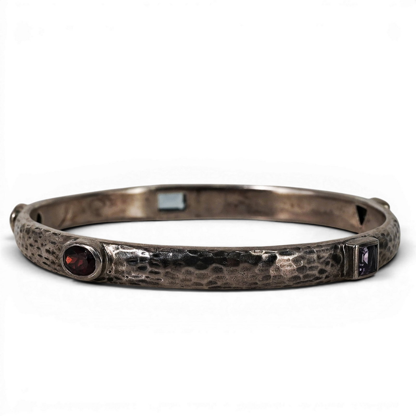 Silpada Sterling Silver & Multi-Gemstone Hammered Bangle - 2