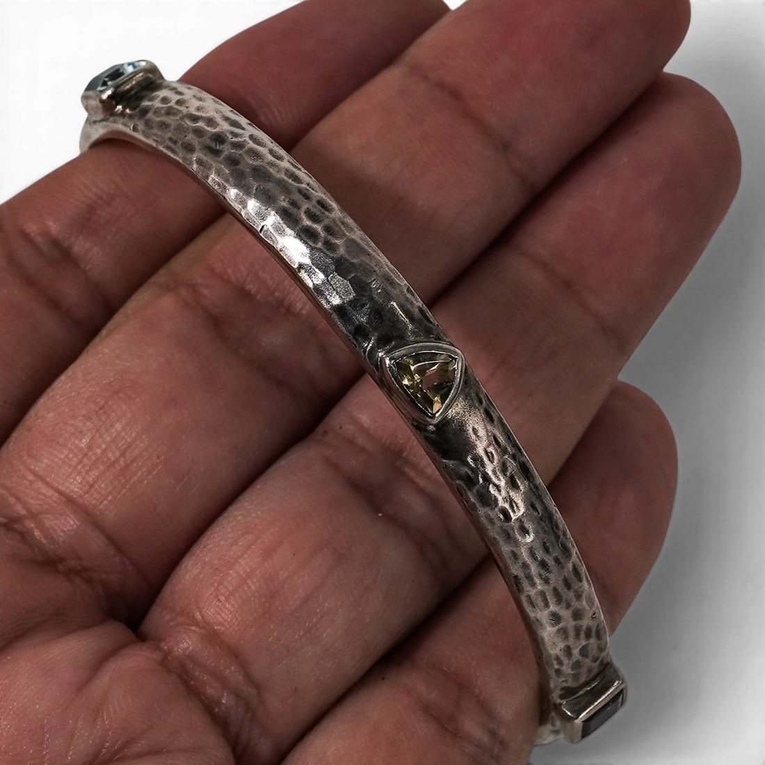Silpada Sterling Silver & Multi-Gemstone Hammered Bangle - 5