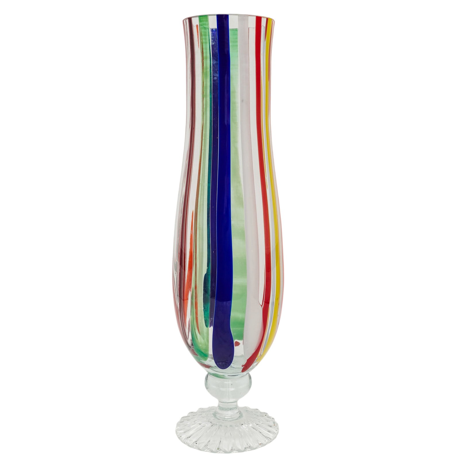 Large Murano Striped Hand Blown Glass Vase (1 of 5)