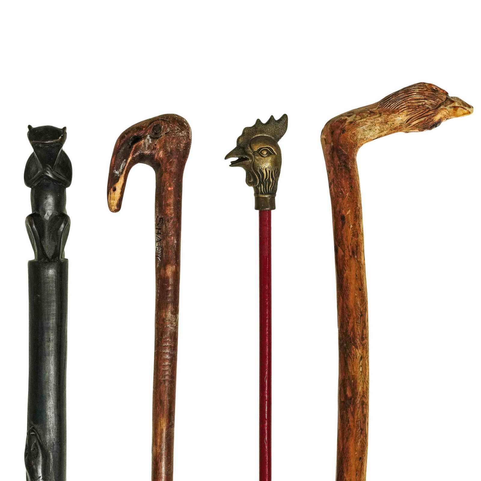 (4 Pc) Vintage Folk Art Animal Canes (1 of 4)