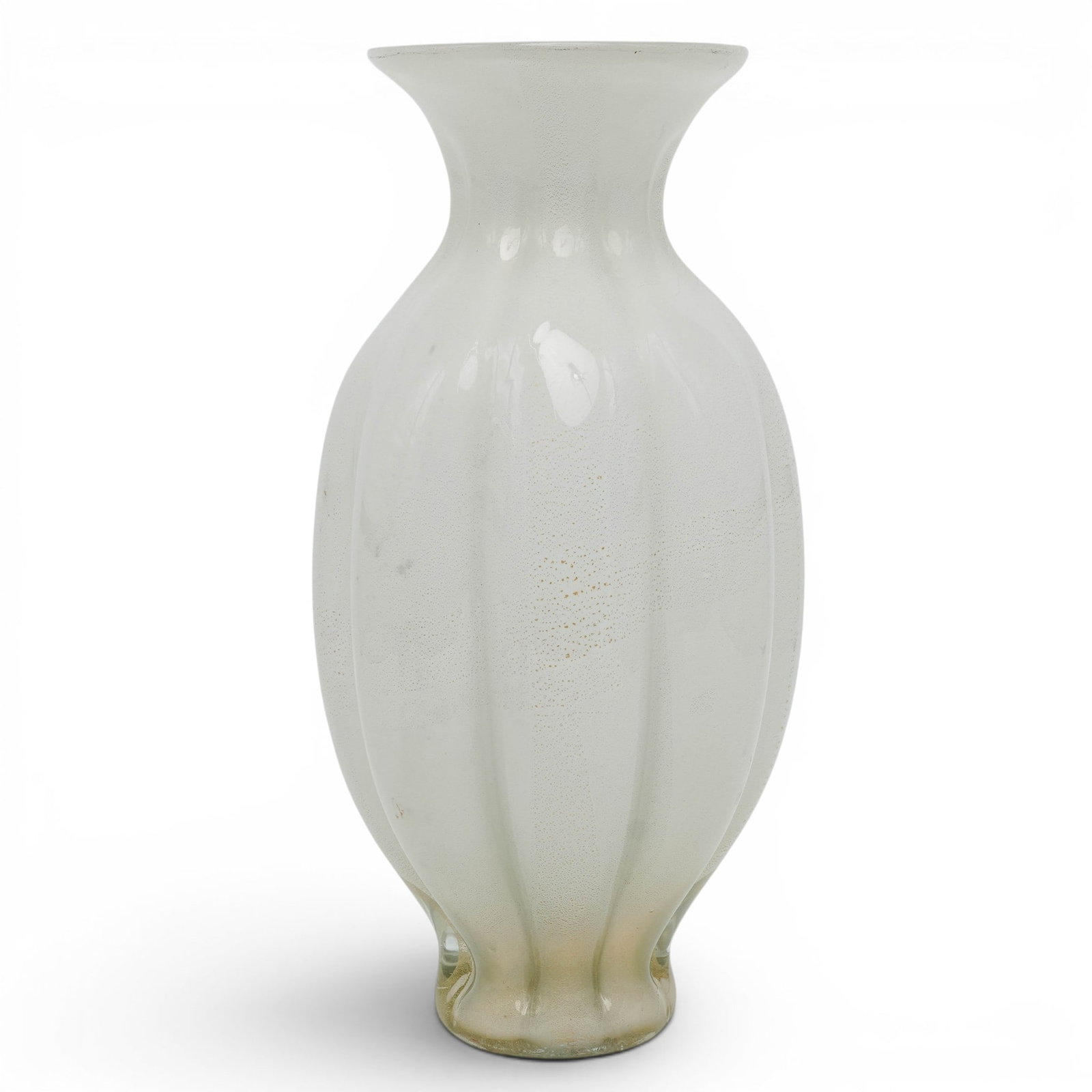 Murano Opaque White & Gold Glass Vase (1 of 4)