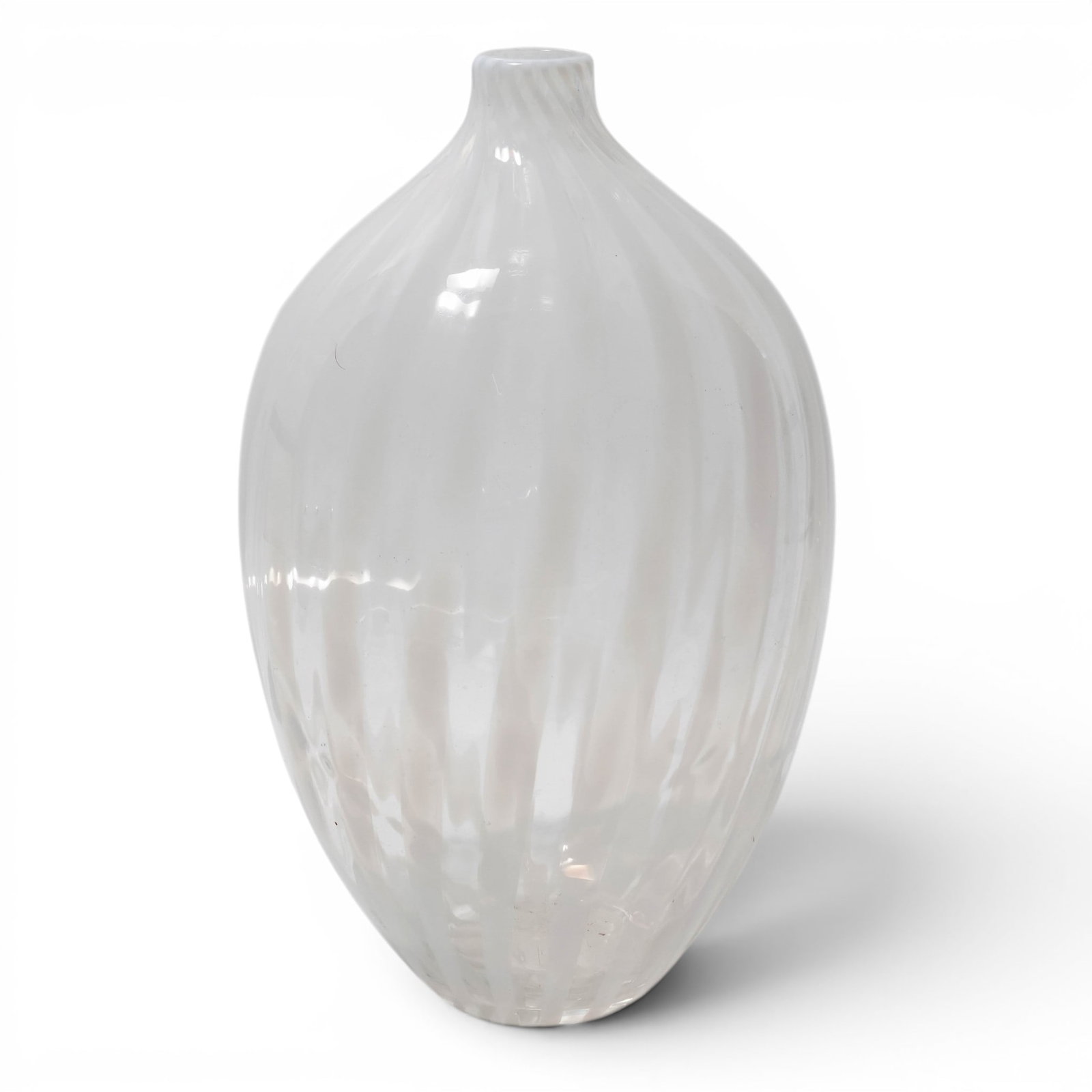 Large Murano White Striped Art Glass Vase (1 of 4)