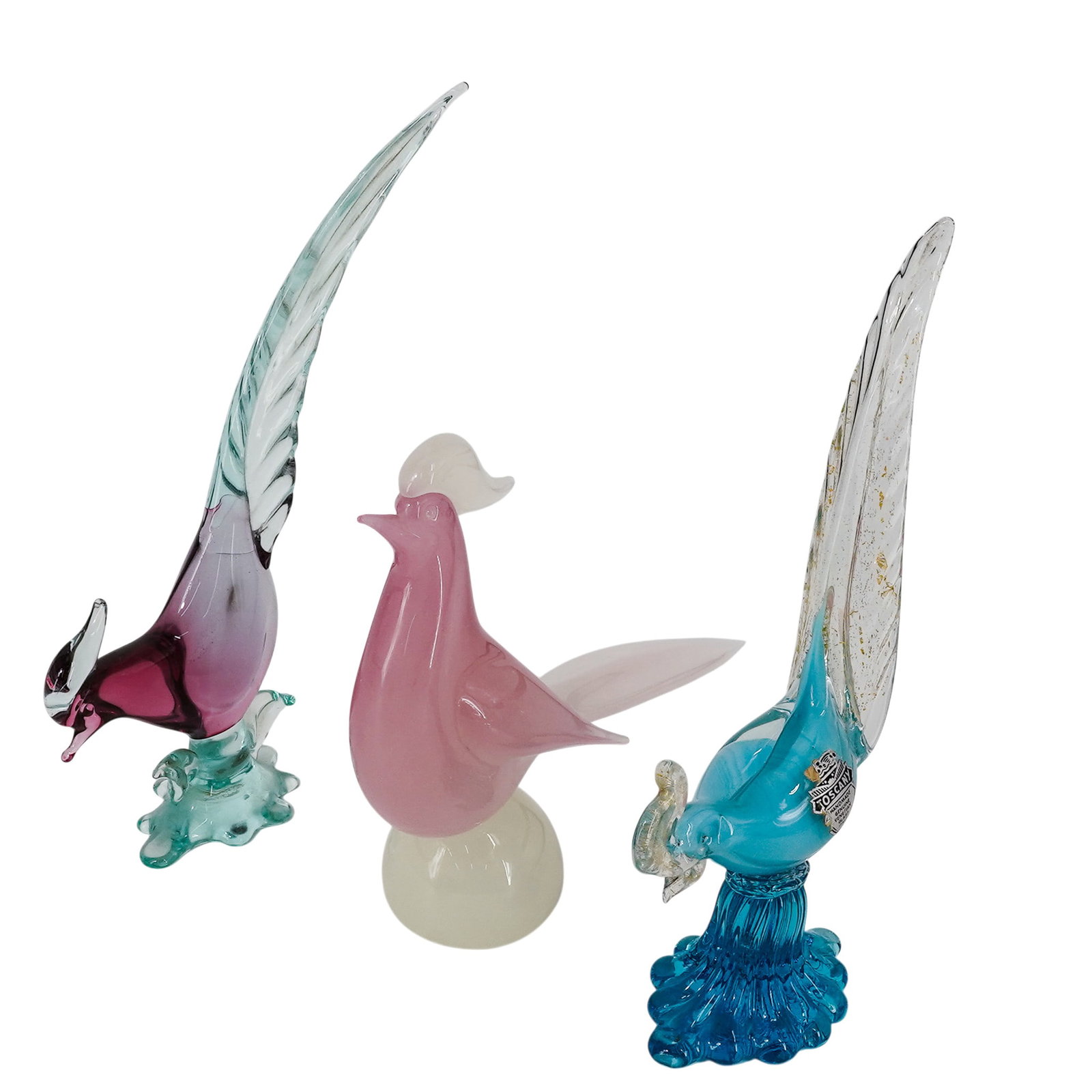 (3 pc) Vintage Murano Glass Pheasant Sculptures (1 of 10)