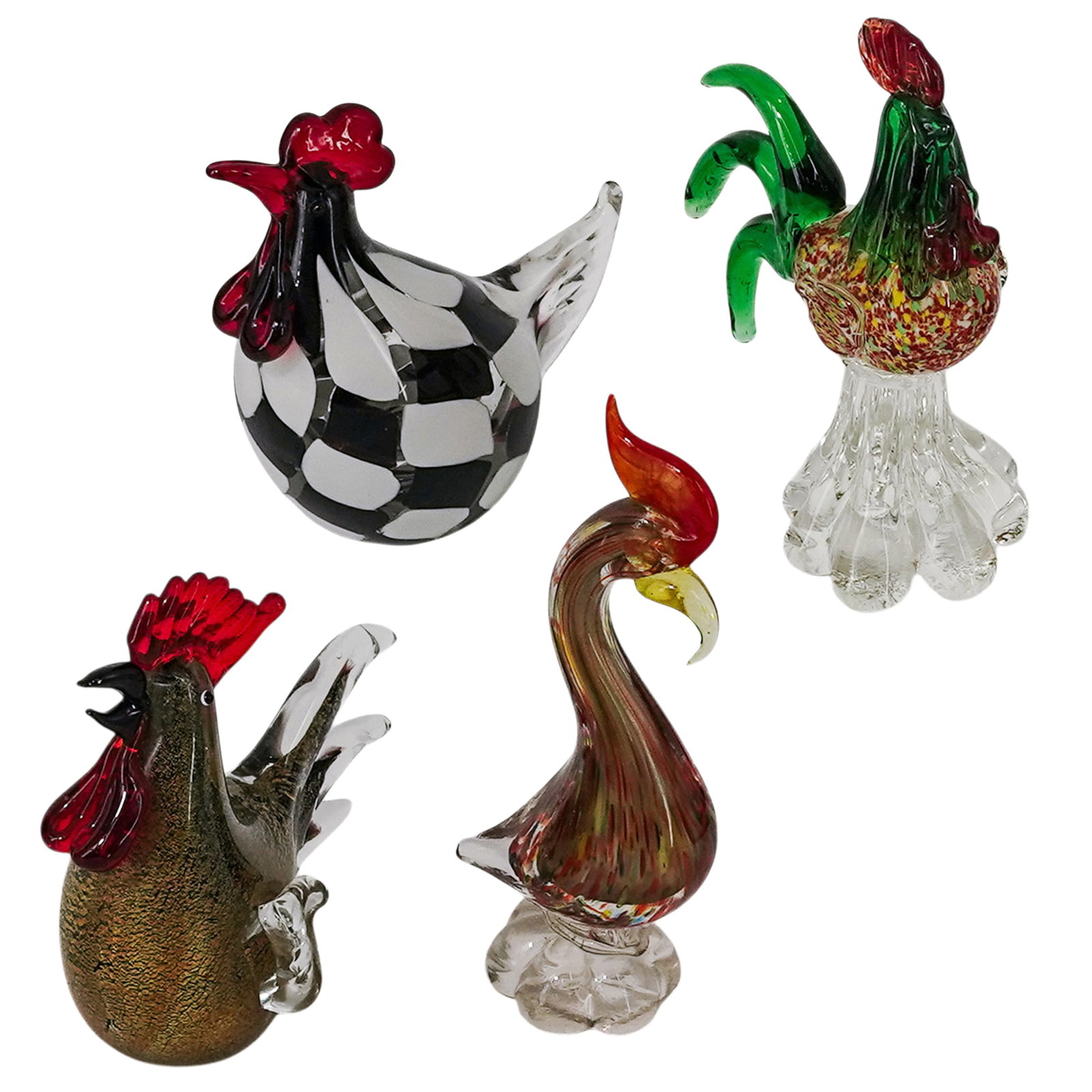 (4 pc) Vintage Murano Glass Rooster Sculptures (1 of 7)