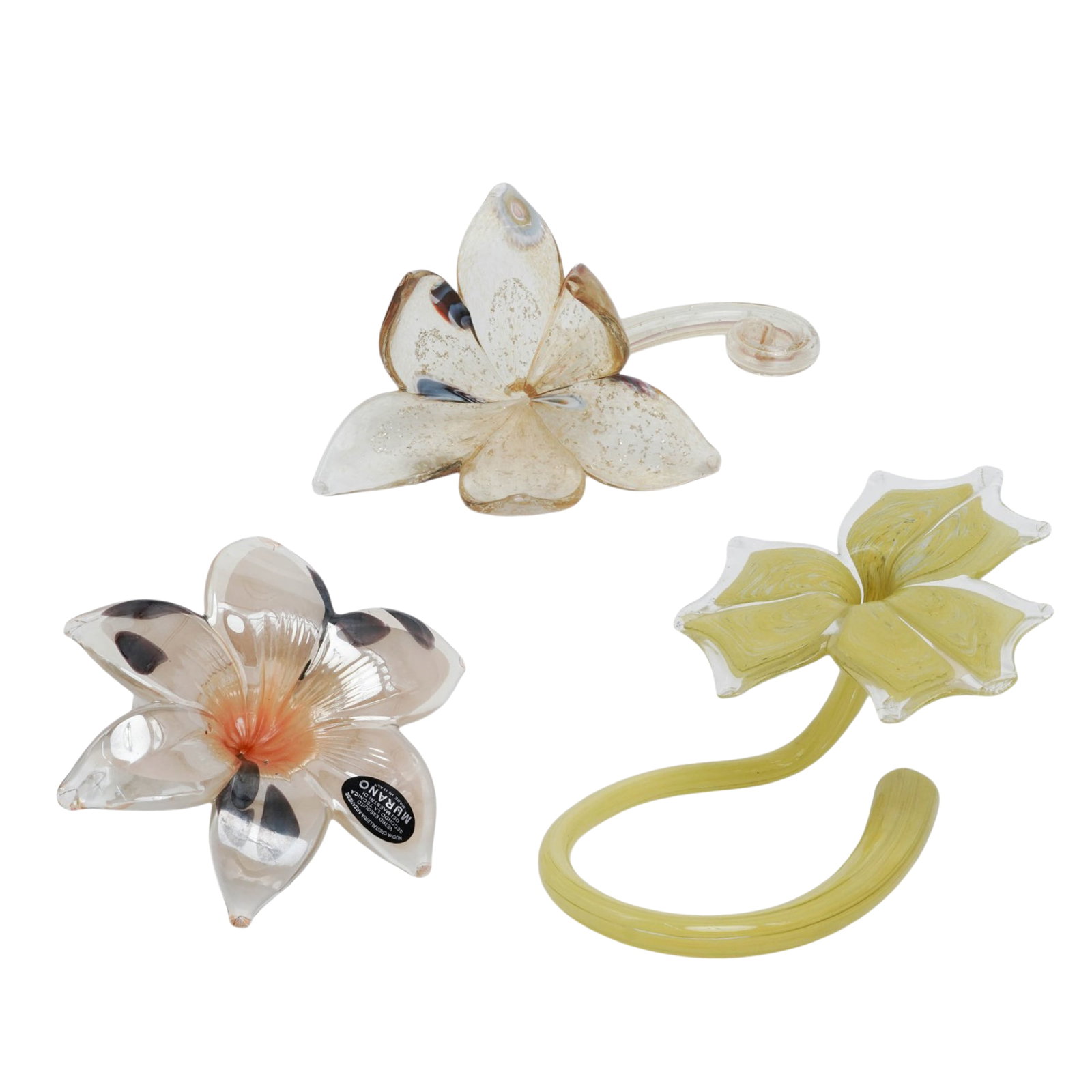(3pc) Murano Style Glass Flowers Group (1 of 9)
