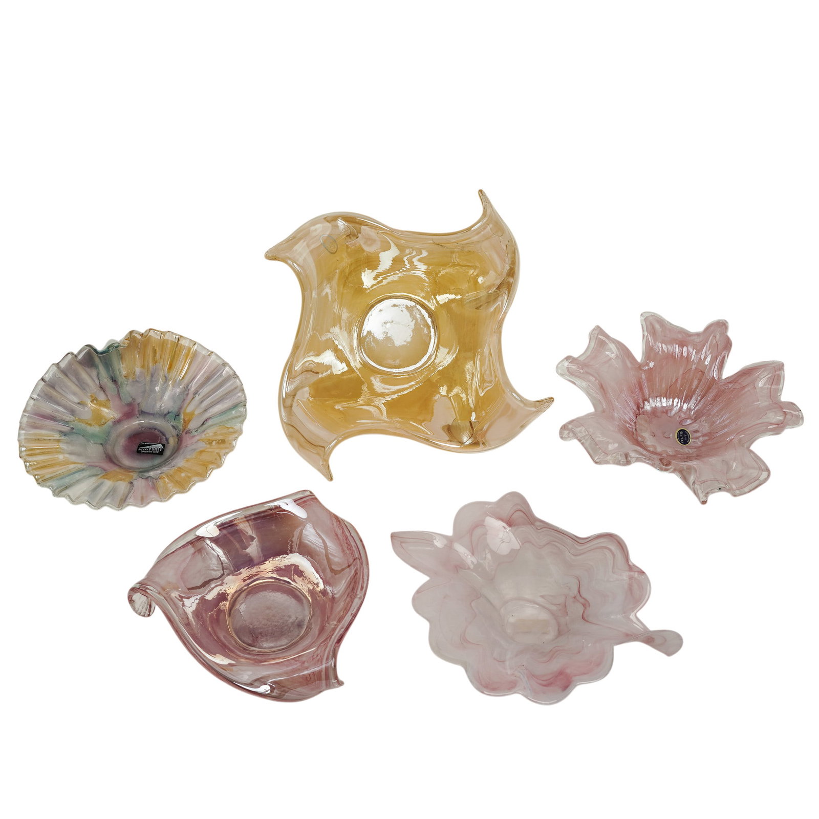 (5 pc) Murano Glass Centerpiece Bowls (1 of 8)