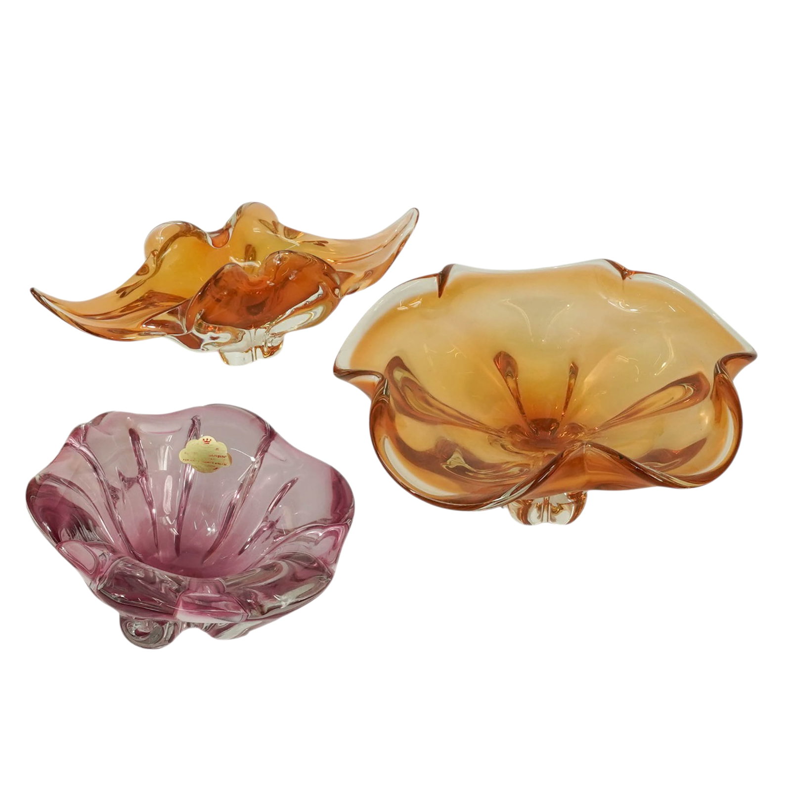 (3 Pc) Multi Colored Murano Glass Centerpiece Bowls (1 of 12)