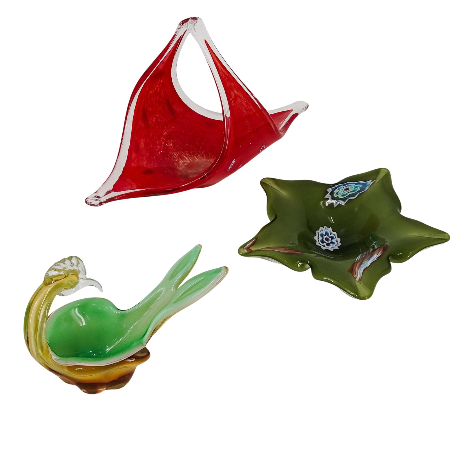 (3 pc) Vintage Murano Glass Centerpiece Bowls (1 of 11)