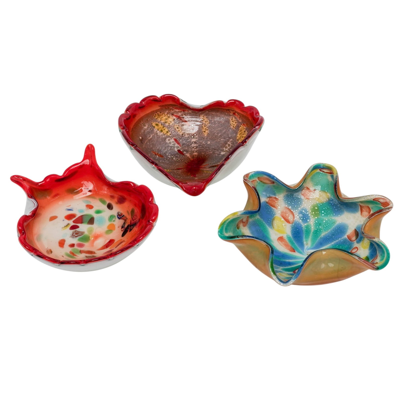 (3 pc) Vintage Murano Glass Scalloped Bowls (1 of 9)