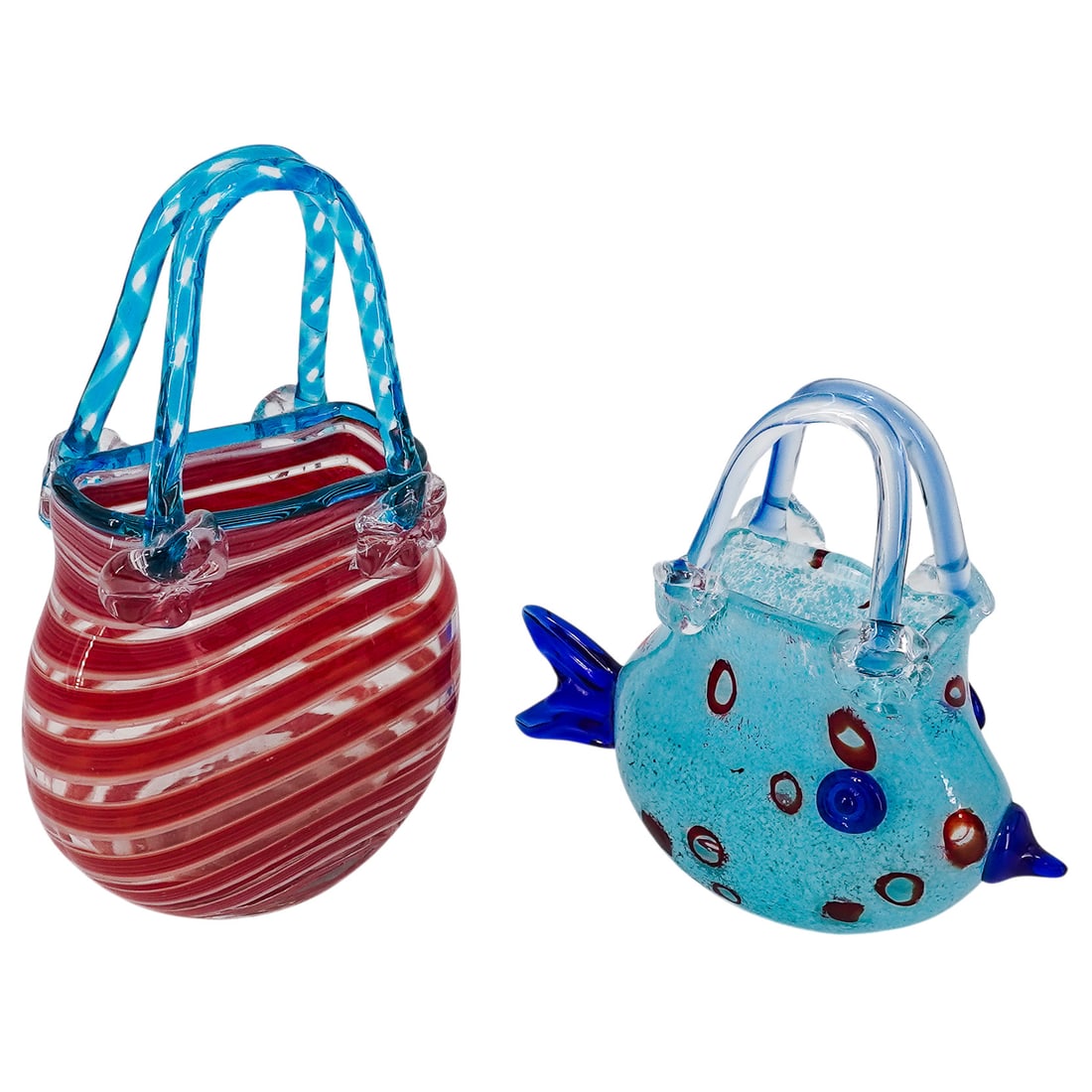 (2 pc) Murano Art Glass Purses Baskets (1 of 4)