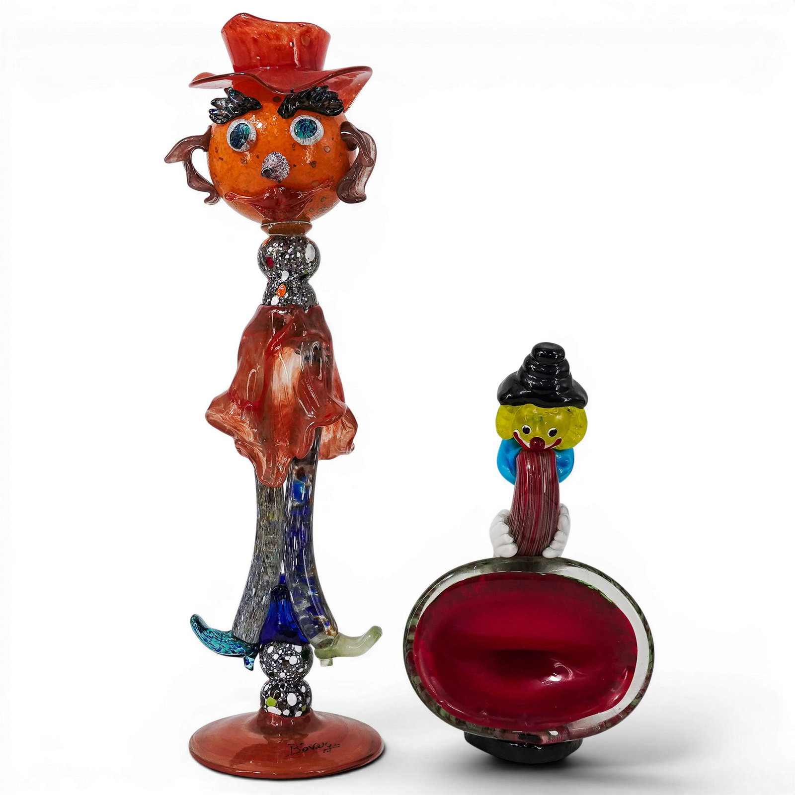 (2 pc) Murano Glass Clown Figurines (1 of 8)