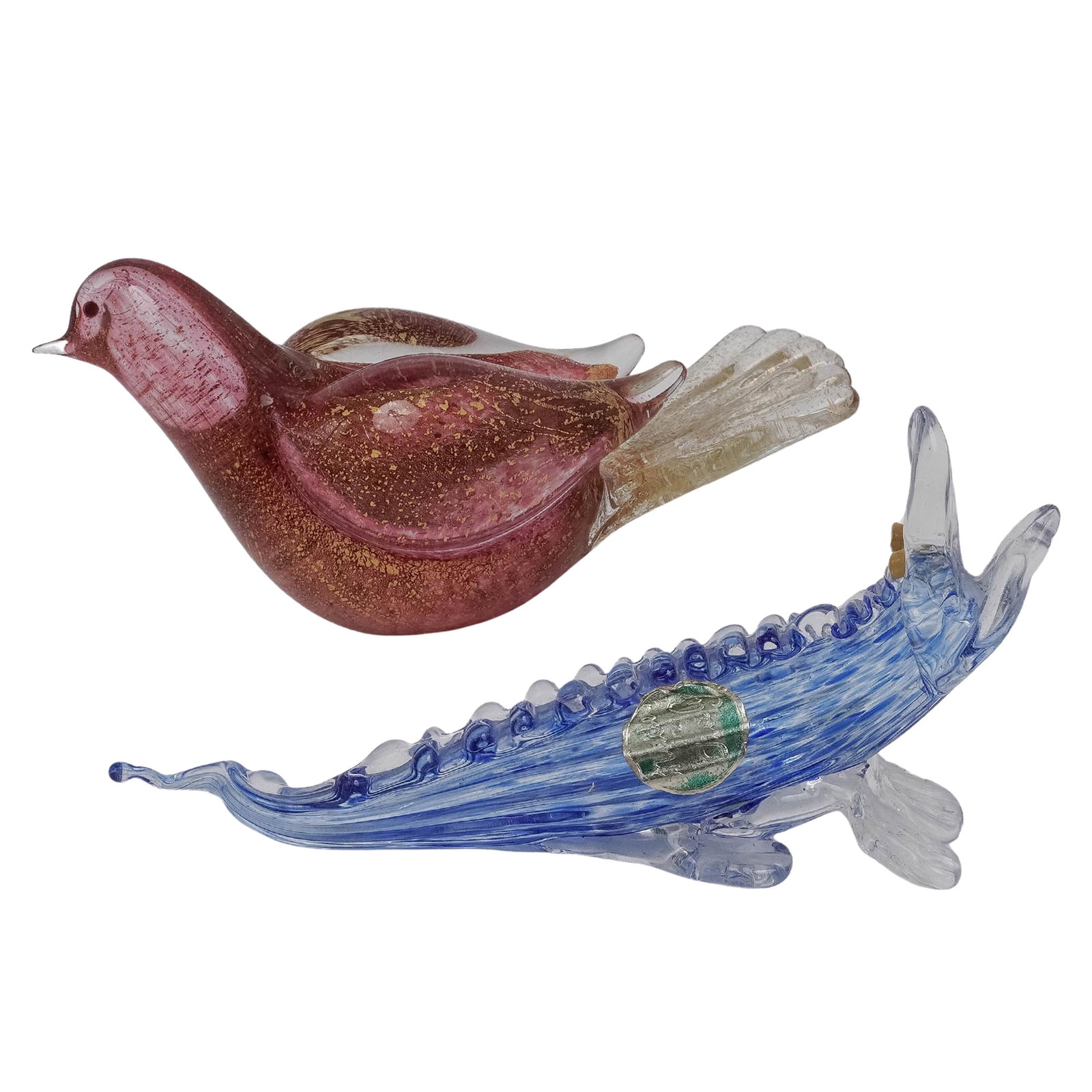 (2pc) Murano Glass Bird & Alligator Figurines (1 of 10)