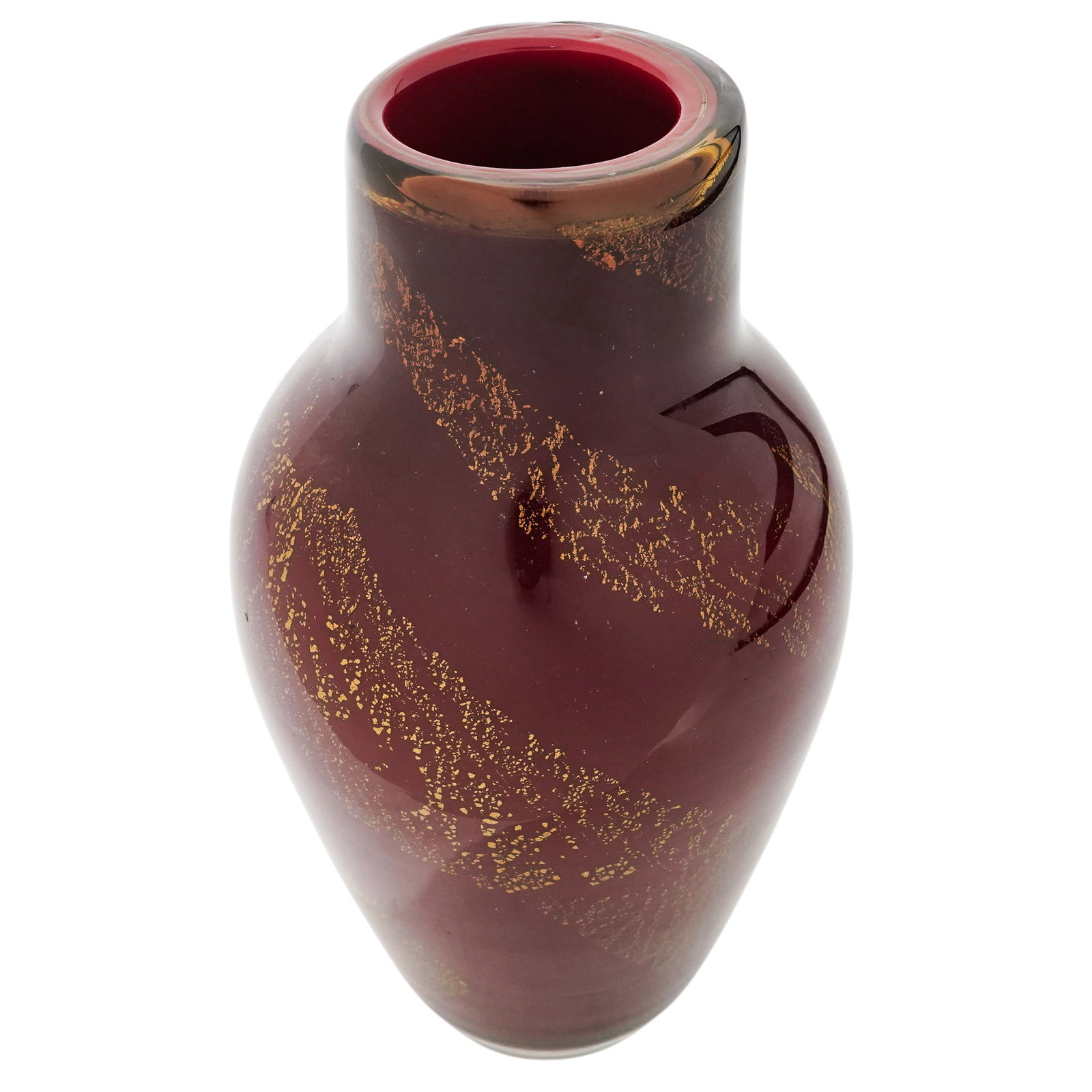 Vintage Gold Fleck & Red Murano Glass Vase (1 of 5)