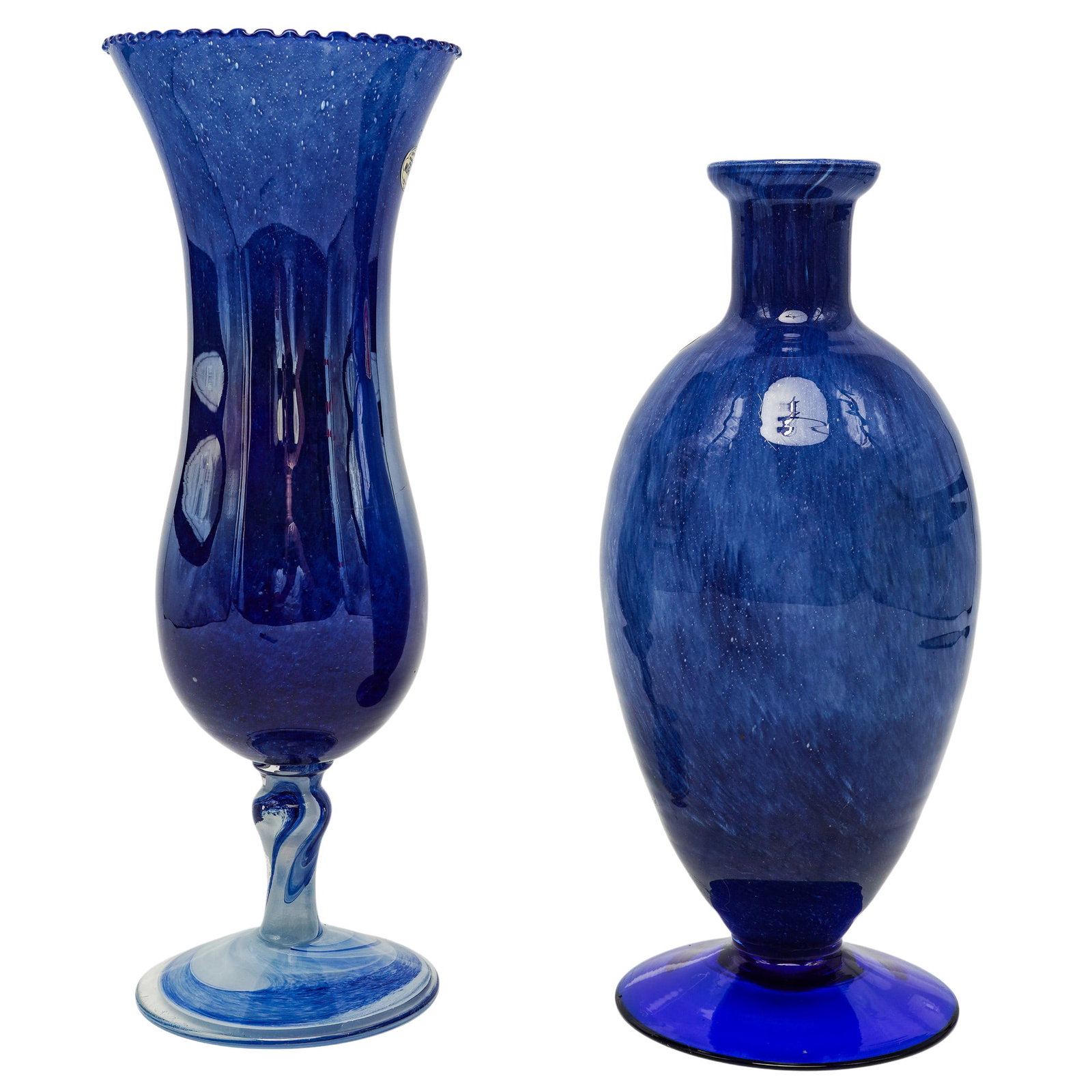 (2 pc) Murano Blue Glass Vase & Decanter (1 of 7)