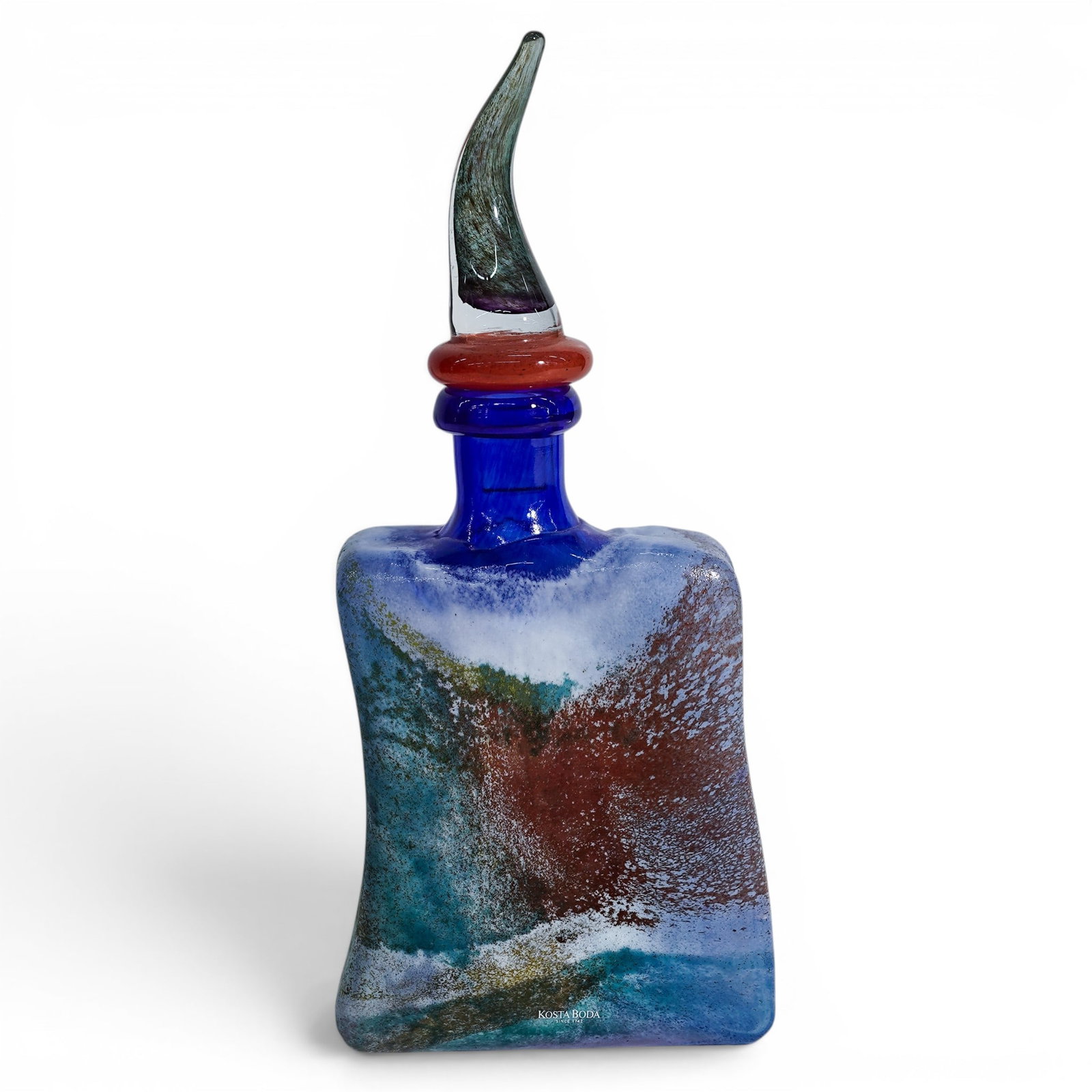 Kosta boda Kjell Engman "Cancan" Glass Decanter With Stopper: Kosta boda Kjell Engman "Cancan" Glass Decanter With Stopper 20th Cent. Sweden Kosta boda Kjell Engman "Cancan" Decanter With Stopper, signed along the bottom. 12" h x 5 1/2" l x 2" d