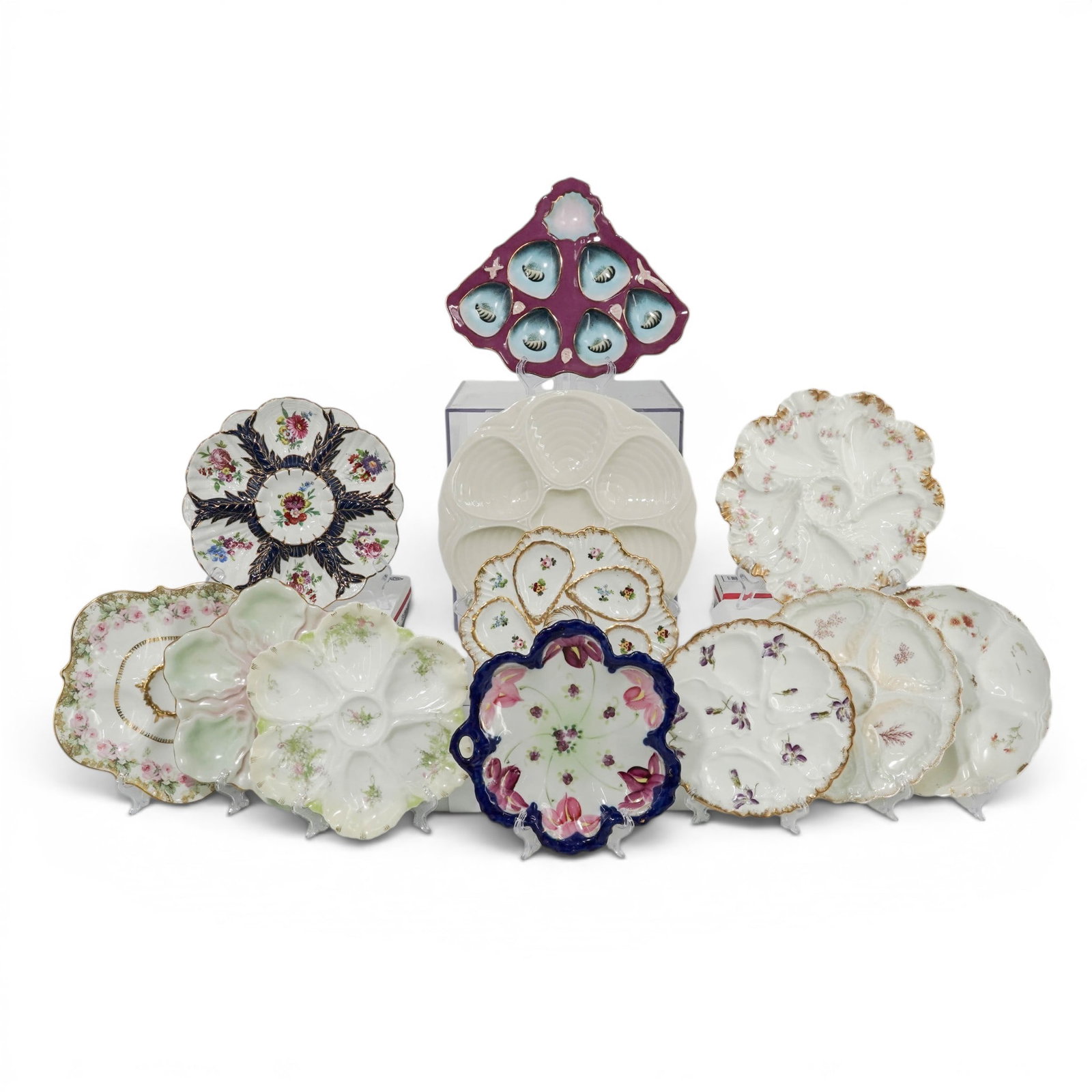 (12 pc) Porcelain Oyster Plates Limoges (1 of 18)