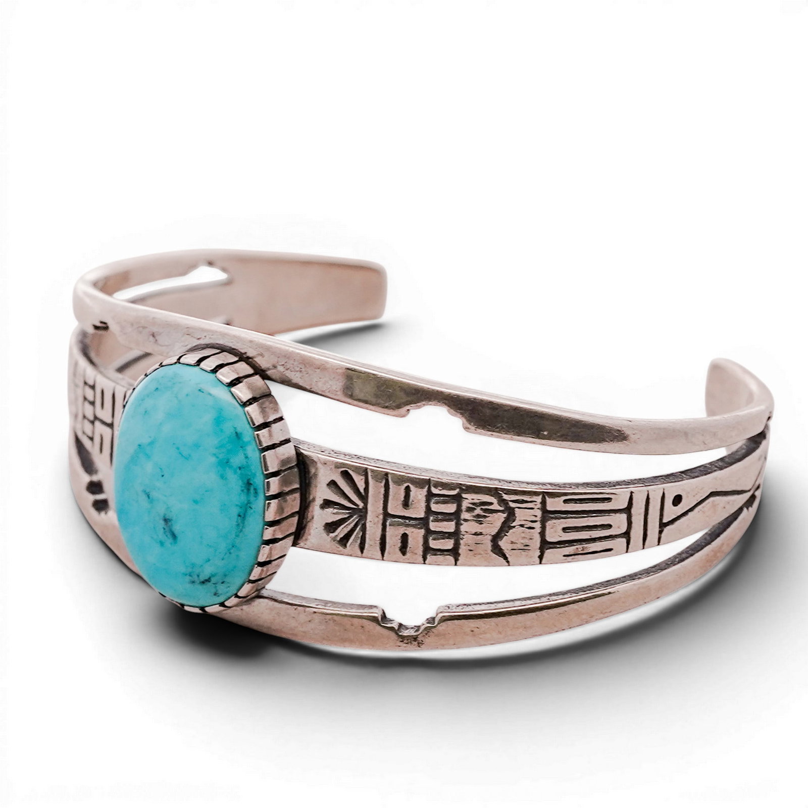 Vintage Ray Begay Navajo Sterling Silver & Turquoise Cuff Bracelet (1 of 6)