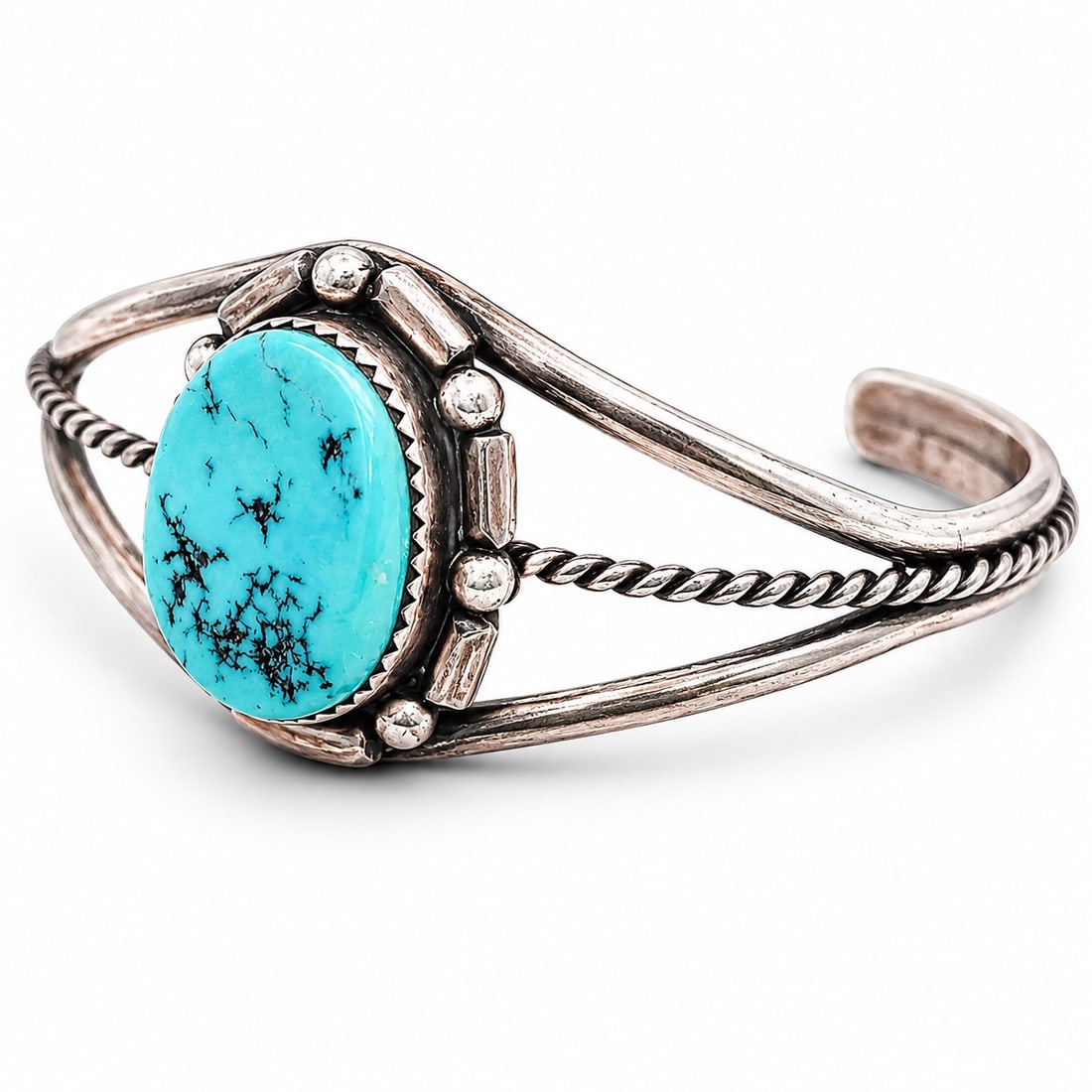 Vintage G. Jim Navajo Sterling Silver & Turquoise Cuff Bracelet (1 of 5)