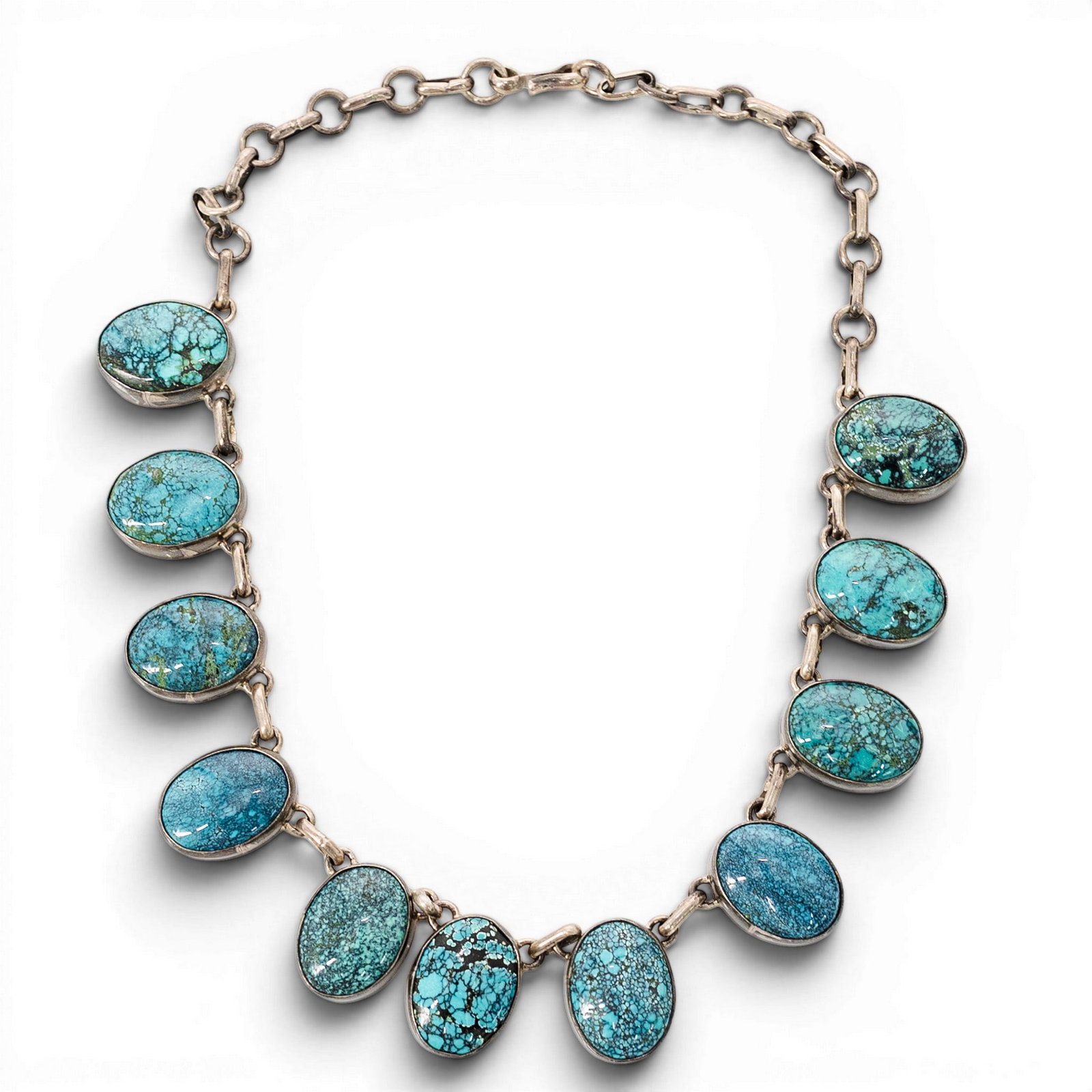 Vintage E.J. Bighand Navajo Sterling Silver & Turquoise Necklace (1 of 5)