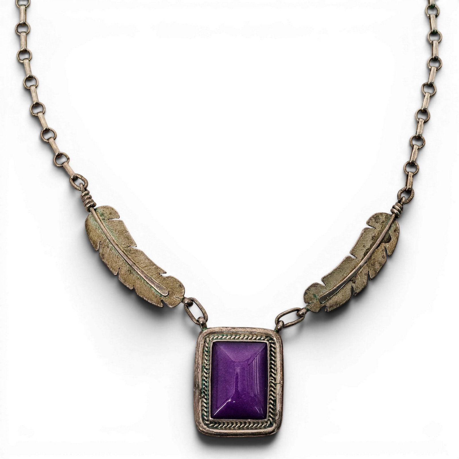Vintage Nicholas Gambino Sterling Silver & Purple Spiny Oyster Necklace (1 of 6)