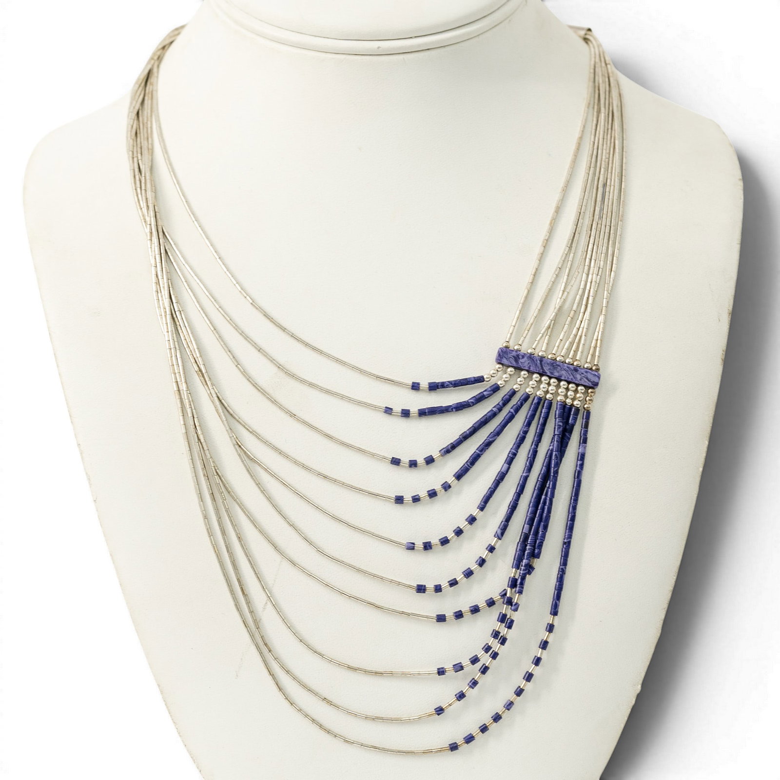 Vintage Navajo Sterling Silver & Purple Lucite Heishi Necklace (1 of 4)