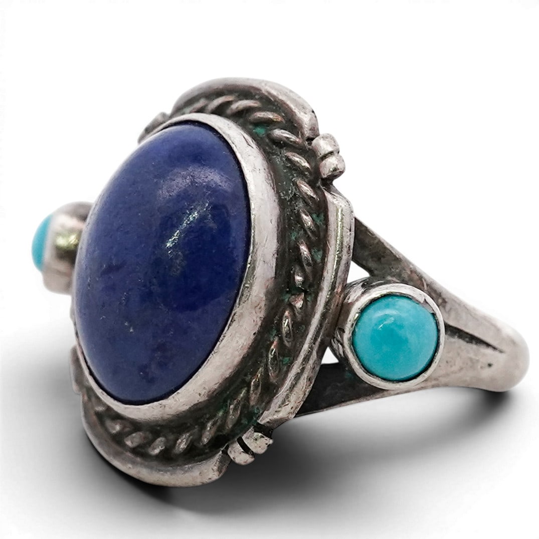 Robert Becenti Navajo Lapis Lazuli & Turquoise Ring (1 of 6)