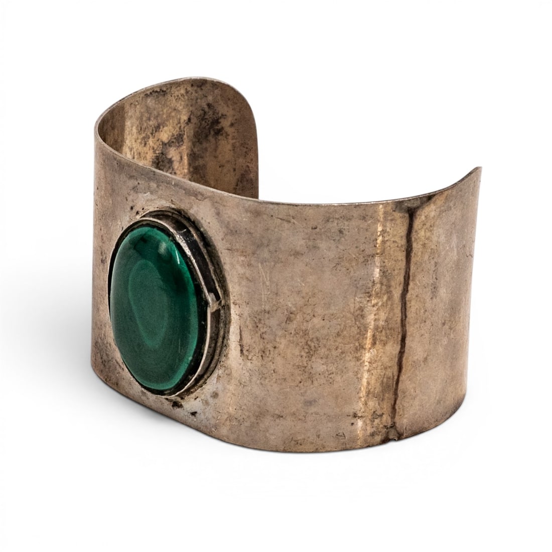 Vintage Southwestern Sterling Silver & Malachite Modernist Cuff Bracelet (1 of 9)